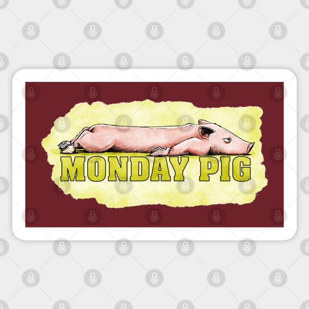 Monday Pig Sticker by plane_yogurt